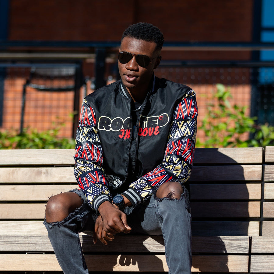 Rooted In Love "Kente Print" Bomber Jacket